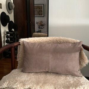 Gorgeous 12x20 Arhaus Furniture Suede lumbar pillow cover case leather grey